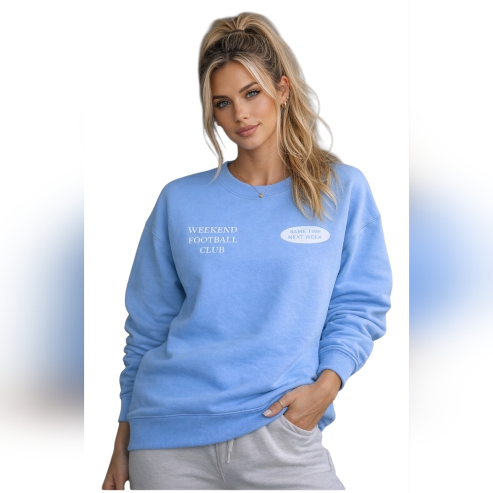 wild fable Light Blue "Weekend Football Club" Crewneck Sweatshirt